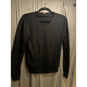 Unbranded Women's Merino Wool Sweater Silk Blend V Neck Size M Black